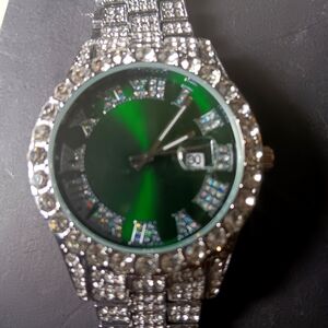 Iced emerald green watch